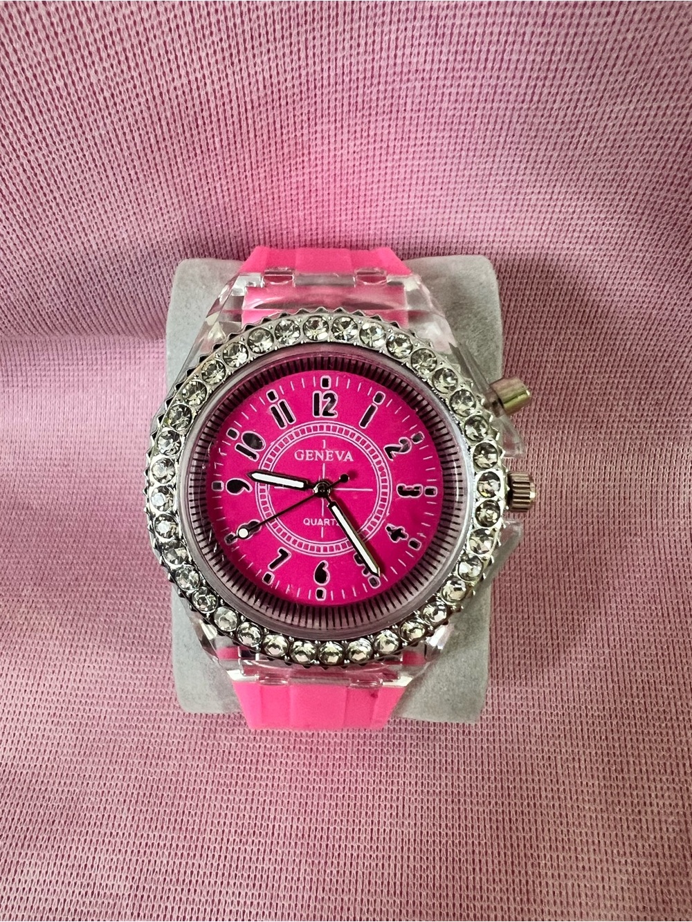 Geneva Pink Crystal Accent Women's Watch